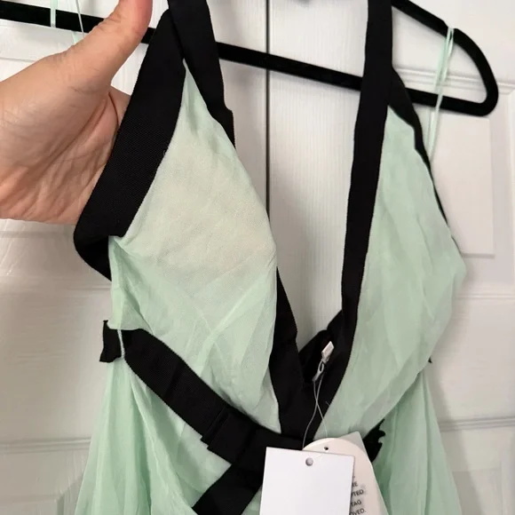 Helsa The Siren Dress in Silk Chiffon in Mint & Black Size XS NEW! With tags! - Picture 11 of 12